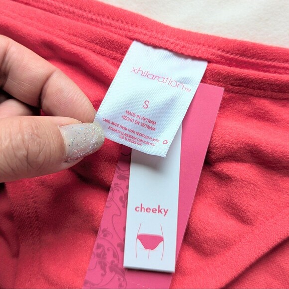 Xhilaration Cherry Red Terry Bikini Swimsuit Cheeky - Picture 3 of 5